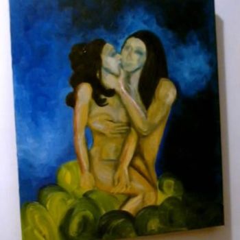 Pittura intitolato "the kiss of dracula" da Sonia Rhea, Opera d'arte originale, Olio