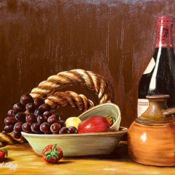 Painting titled "Fruits&Wine" by Soma Sen, Original Artwork, Acrylic
