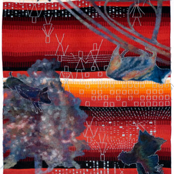 Art textile intitulée "Earth Invaders" par Sonja Salomäki, Œuvre d'art originale, Broderie