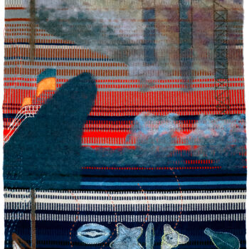 Текстильное искусство под названием "Ode to Plankton" - Sonja Salomäki, Подлинное произведение искусства, вышивка