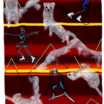 Textilkunst mit dem Titel "Winter Sport- Final…" von Sonja Salomäki, Original-Kunstwerk, Stickerei