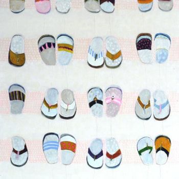 Peinture intitulée "Flip Flops 2" par Sonja Wagner, Œuvre d'art originale, Huile