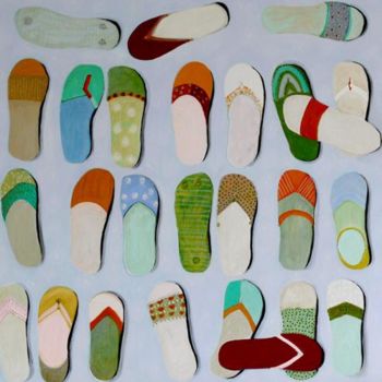 Peinture intitulée "Flip Flops 5files/s…" par Sonja Wagner, Œuvre d'art originale, Huile
