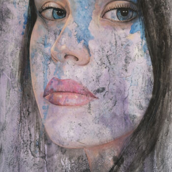 Pittura intitolato "Portrait in blue #4" da Sonny Insinna, Opera d'arte originale, Olio