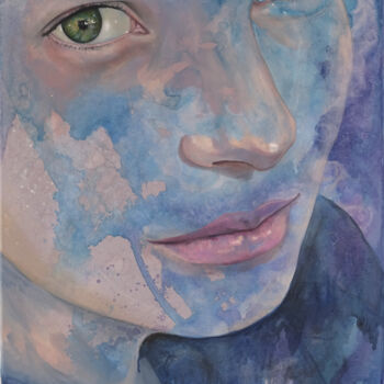 Картина под названием "Portrait in blue #1" - Sonny Insinna, Подлинное произведение искусства, Масло