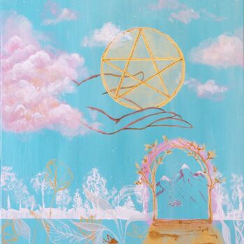 Peinture intitulée "Ace Of Pentacles Ta…" par Sophia Landau, Œuvre d'art originale, Acrylique