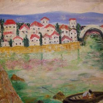 Painting titled "Village de Provence" by Hélène Clérivet, Original Artwork