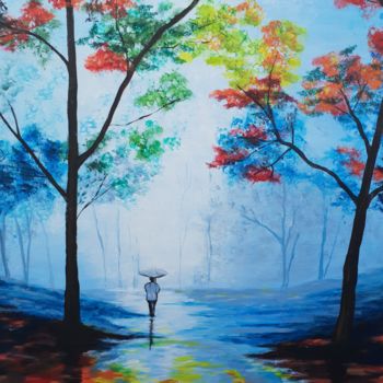 Painting titled "Forêt bleue.jpg" by Sophie Ackermann, Original Artwork, Acrylic