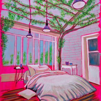 Painting titled "La chambre paisible" by Sophie Ackermann, Original Artwork, Acrylic