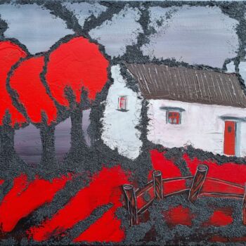 Malarstwo zatytułowany „Les arbres rouges” autorstwa Sophie Ackermann, Oryginalna praca, Akryl