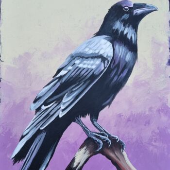 Peinture intitulée "Le grand Corbeau" par Sophie Ackermann, Œuvre d'art originale, Acrylique