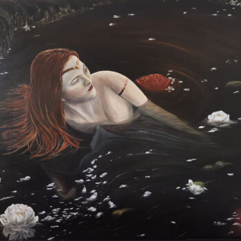 Painting titled "Ophelia" by Sophie Adair, Original Artwork, Oil Mounted on Wood Stretcher frame