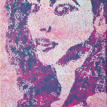 Peinture intitulée "Portrait femme rose…" par Sophie Artinian, Œuvre d'art originale, Huile Monté sur Châssis en bois