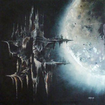 Pintura intitulada "Vision lunaire" por Sophie Barraud, Obras de arte originais, Acrílico Montado em Armação em madeira