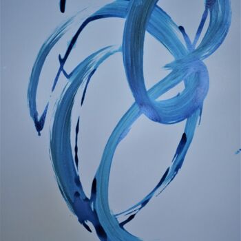 Pittura intitolato "Jet Bleu - Sophie B…" da Sophie Bazy, Opera d'arte originale, Inchiostro