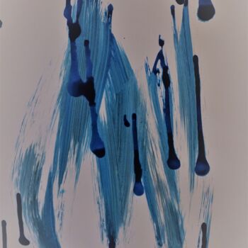 Картина под названием "Pluie Bleue - Sophi…" - Sophie Bazy, Подлинное произведение искусства, Чернила