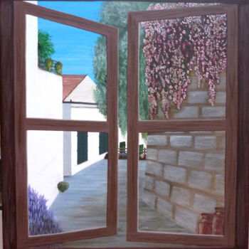 Peinture intitulée "Derrière ma fenêtre" par Sophie Bertrand (Soso), Œuvre d'art originale, Acrylique