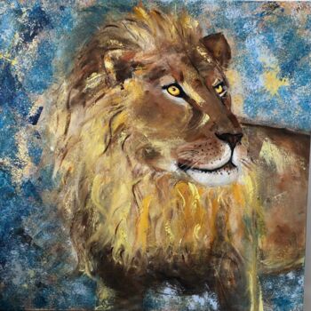 Malerei mit dem Titel "Le lion 🦁" von Sophie Bouriche, Original-Kunstwerk, Öl