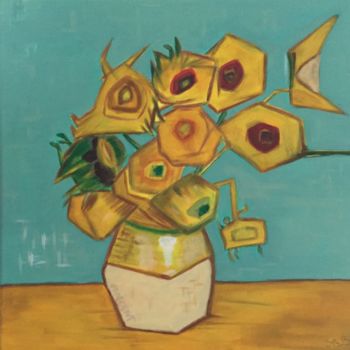 Painting titled "Les Tournesols cubi…" by Genso, Original Artwork, Acrylic