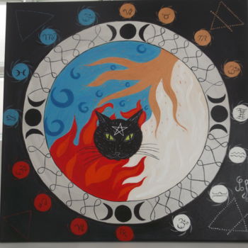 Painting titled "Astro-chat" by Sofia, Original Artwork, Acrylic
