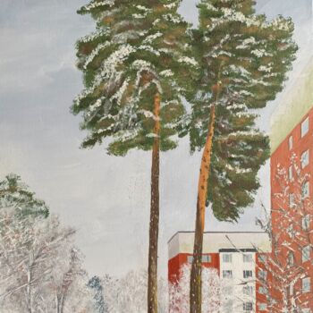 제목이 "Deux frères"인 미술작품 Sophie Cousineau로, 원작, 기름 나무 들것 프레임에 장착됨
