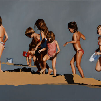 "Farandole d'enfants" başlıklı Tablo Sophie Couturier tarafından, Orijinal sanat, Petrol