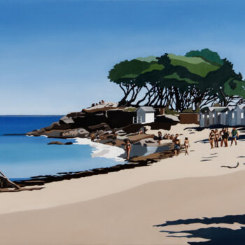 Painting titled "Balade à la plage" by Sophie Couturier, Original Artwork, Oil