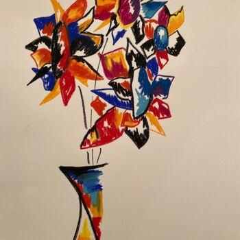 Disegno intitolato "TOURNEZ FLEURETTES" da Sophie Debrade, Opera d'arte originale, Pastello