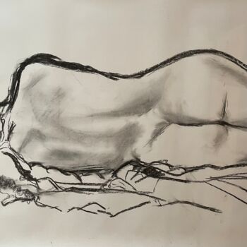 Dessin intitulée "Nu au repos" par Sophie Debrade, Œuvre d'art originale, Fusain