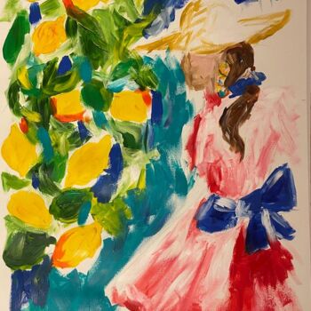 Peinture intitulée "Jeune femme aux cit…" par Sophie Debrade, Œuvre d'art originale, Acrylique
