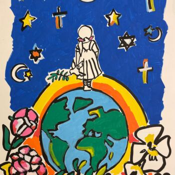Pittura intitolato "Chacun son étoile" da Sophie Debrade, Opera d'arte originale, Pennarello