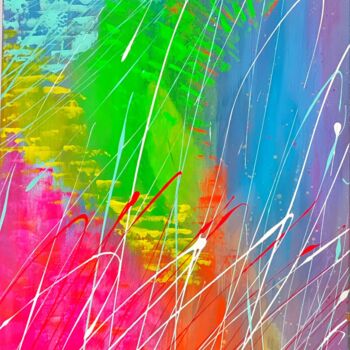 Malerei mit dem Titel "Rainbow" von Sophie Delporte, Original-Kunstwerk, Acryl Auf Keilrahmen aus Holz montiert