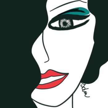 Digital Arts titled "Eyes wide green." by Sophie Di Malta, Original Artwork, Digital Painting