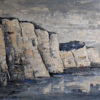 Картина под названием "Falaises" - Sophie Dumont, Подлинное произведение искусства, Масло Установлен на Деревянная рама для…