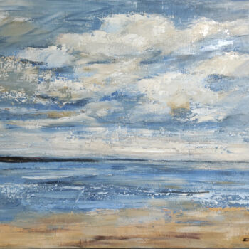 Painting titled "ciel de traine en N…" by Sophie Dumont, Original Artwork, Oil Mounted on Wood Stretcher frame