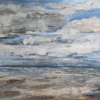 Painting titled "ciel gris en Norman…" by Sophie Dumont, Original Artwork, Oil Mounted on Wood Stretcher frame
