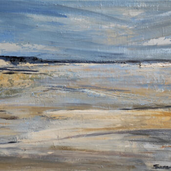 Painting titled "norman beach" by Sophie Dumont, Original Artwork, Oil Mounted on Wood Stretcher frame