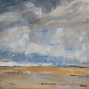 Painting titled "ciel et mer en Norm…" by Sophie Dumont, Original Artwork, Oil Mounted on Wood Stretcher frame