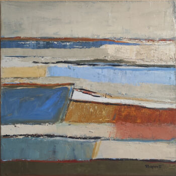 Картина под названием "tissage des horizons" - Sophie Dumont, Подлинное произведение искусства, Масло Установлен на Деревянн…