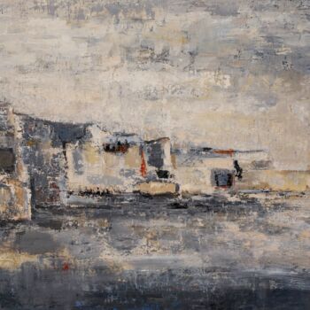 Картина под названием "Les falaises grises" - Sophie Dumont, Подлинное произведение искусства, Масло Установлен на Деревянна…