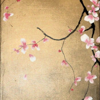 Картина под названием ""L'Ombre du Sakura"" - Sophie Duplain, Подлинное произведение искусства, Акрил Установлен на Деревянн…