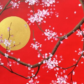 Painting titled ""Le Kimono Rouge"" by Sophie Duplain, Original Artwork, Acrylic Mounted on Wood Stretcher frame