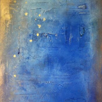 Schilderij getiteld "Dans le Bleu qui Pé…" door Sophie Duplain, Origineel Kunstwerk, Olie Gemonteerd op Frame voor houten br…