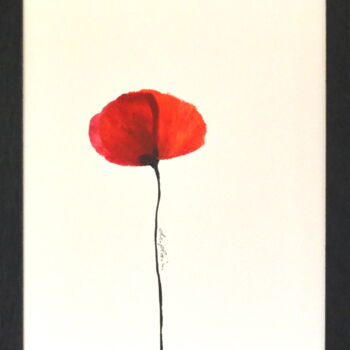Drawing titled ""Fleur Rouge 4"" by Sophie Duplain, Original Artwork, Acrylic Mounted on Wood Panel
