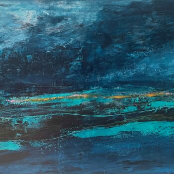 Painting titled "Bleu nocturne" by Sophie Gaiardo, Original Artwork, Acrylic Mounted on Wood Stretcher frame
