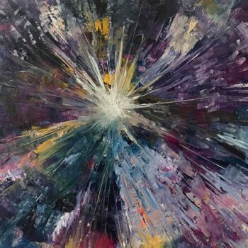 Painting titled "Chaos in the space" by Sophie Gaiardo, Original Artwork, Oil Mounted on Wood Stretcher frame