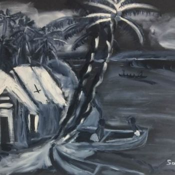Painting titled "la barque" by Soyop, Original Artwork, Oil