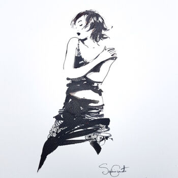 Malerei mit dem Titel "mouvement" von Sophie Griotto, Original-Kunstwerk, Tinte