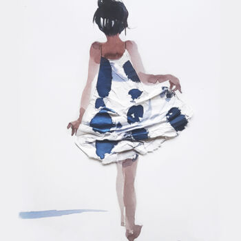 Peinture intitulée "la-robe-plisséejpg" par Sophie Griotto, Œuvre d'art originale, Encre
