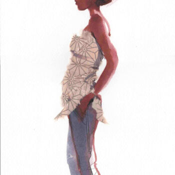제목이 "Silhouette africaine"인 미술작품 Sophie Griotto로, 원작, 잉크